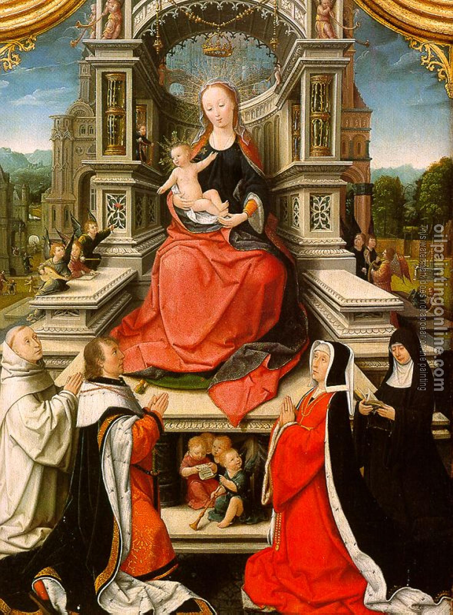 Bellegambe, Jean - The Retable of Le Cellier (triptych), central panel featuring The Virgin & Child